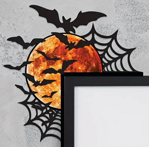 Spooky Halloween Bat and Moon Corner Decoration.