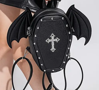 Gothic Coffin Batwing Purse Bag Crossbody