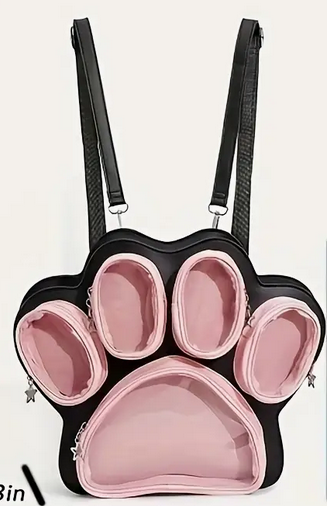 Whimsical Cat Paw Shaped Purse Bag Crossbody Back Pack Pink