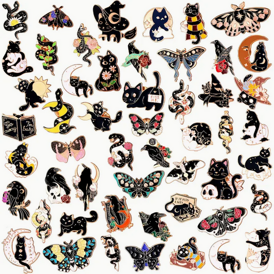 Whimsical Black Cat Gothic Enamel Pin two for $10.50