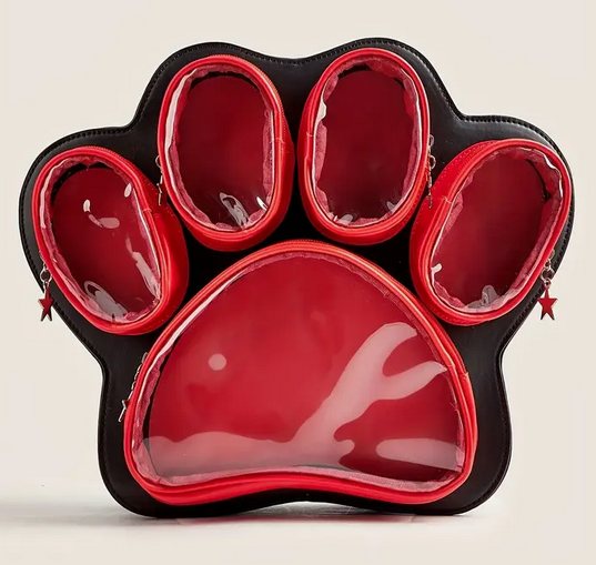 Whimsical Cat Paw Shaped Purse Bag Crossbody Red Back Pack