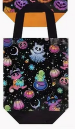 Holographic Halloween Shopping Bag Bats, Ghosts, Cats, Pumpkins Jack-O-Lantern