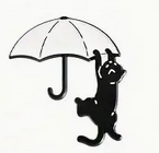Cartoon cat on umbrella Enamel Pin