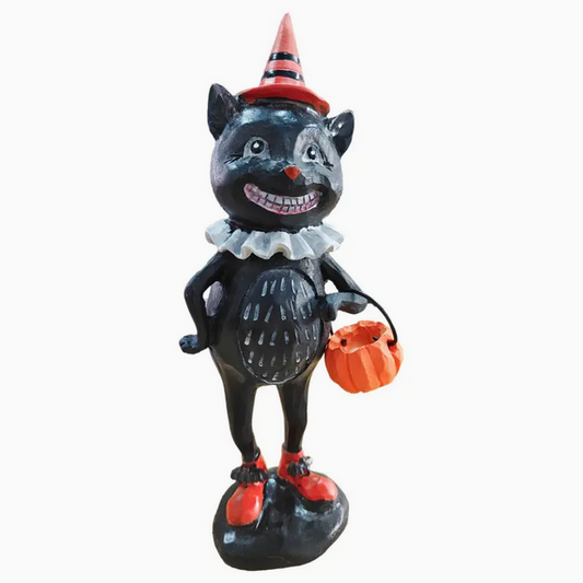 Vintage Retro Halloween Black Cat, Jack O Lantern