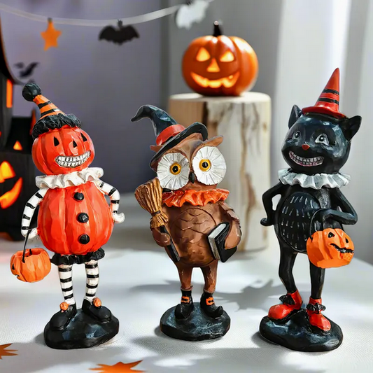 Vintage Retro Halloween Black Cat, Jack O Lantern