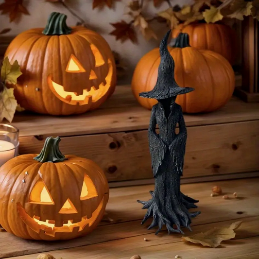 Spooky Black Witch Statue
