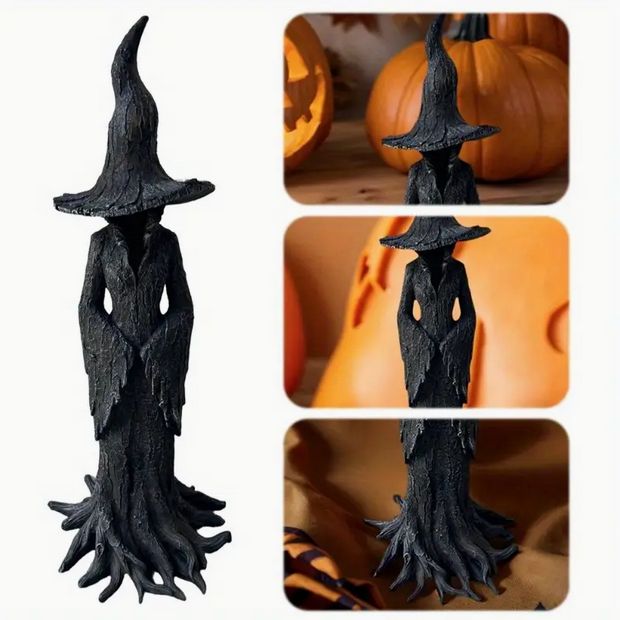 Spooky Black Witch Statue