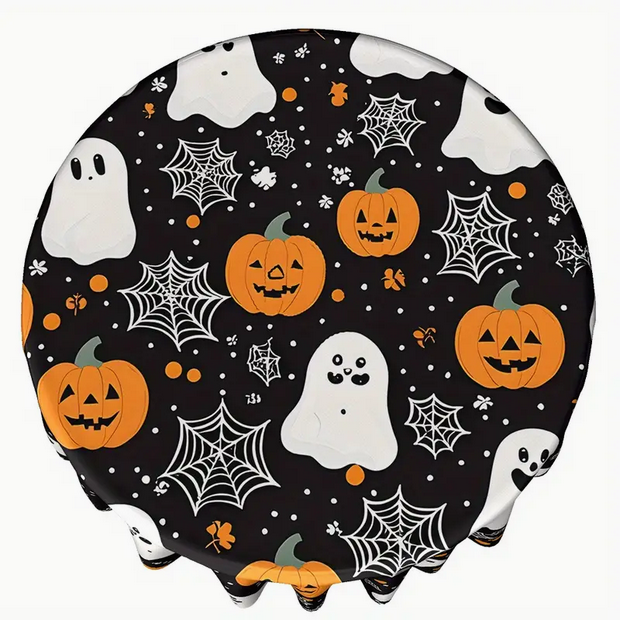 Halloween Ghost and Pumpkin Tablecloth Spider Web