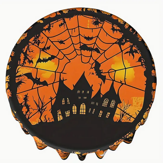 Halloween Haunted House Bats and Spider Tablecloth