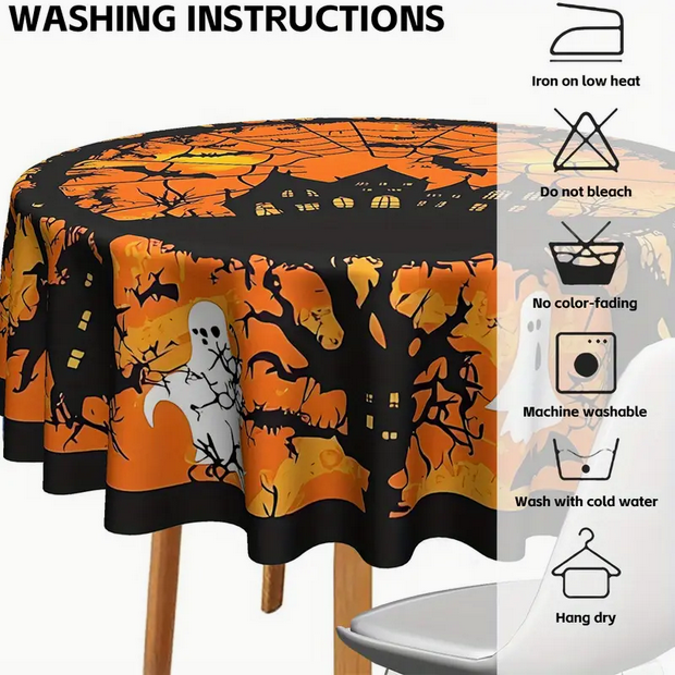 Halloween Haunted House Bats and Spider Tablecloth