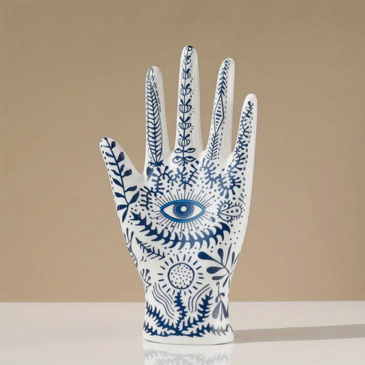 Hamsa Hand Jewelry Organizer Ring Holder Ceramic