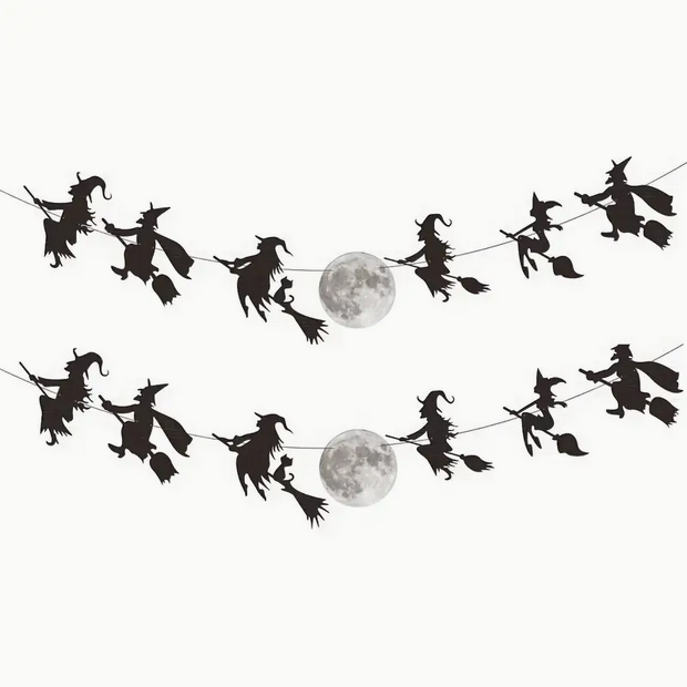 Halloween Flying Witch Garland Banner