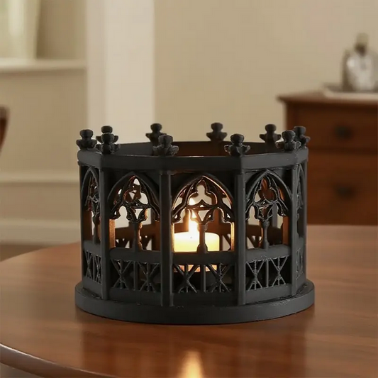 Gothic Cathedral Arch Tea Light Candle Holder Black