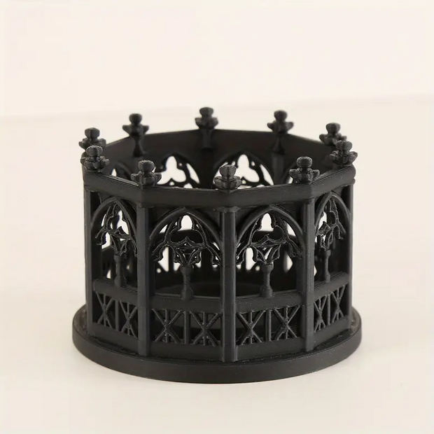 Gothic Cathedral Arch Tea Light Candle Holder Black