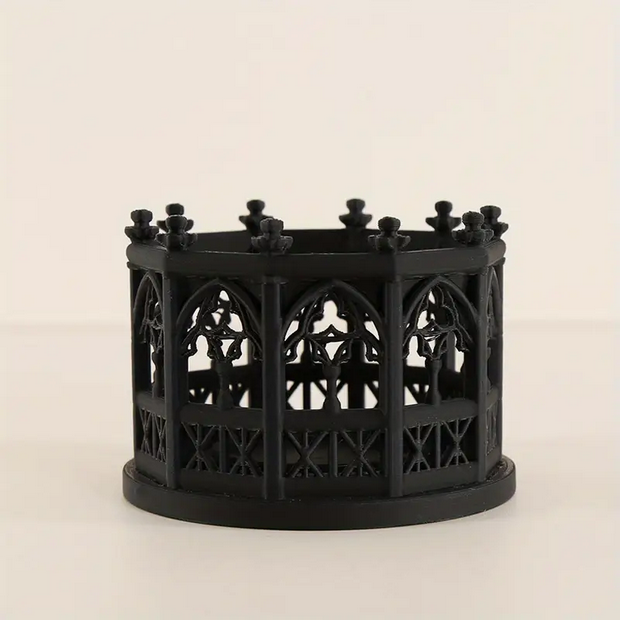 Gothic Cathedral Arch Tea Light Candle Holder Black