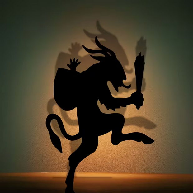Vintage Krampus Shadow Casting Plaque Christmas Holiday