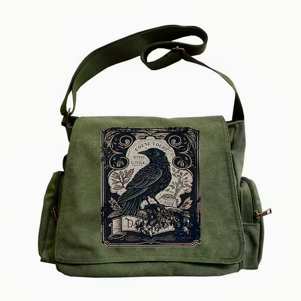 Gothic Raven Large Tote Messager Crossbody Bag