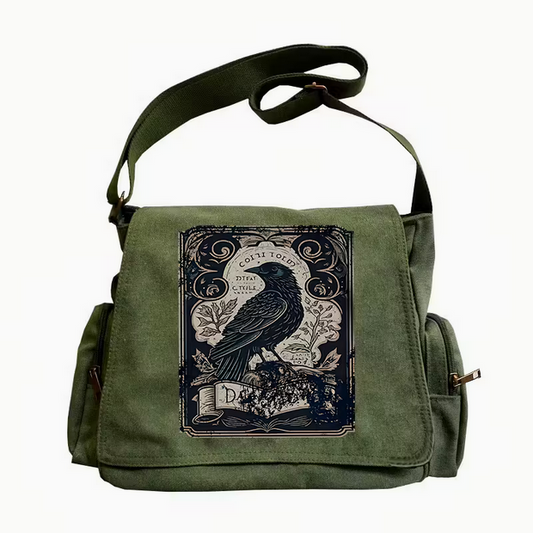 Gothic Raven Large Tote Messager Crossbody Bag