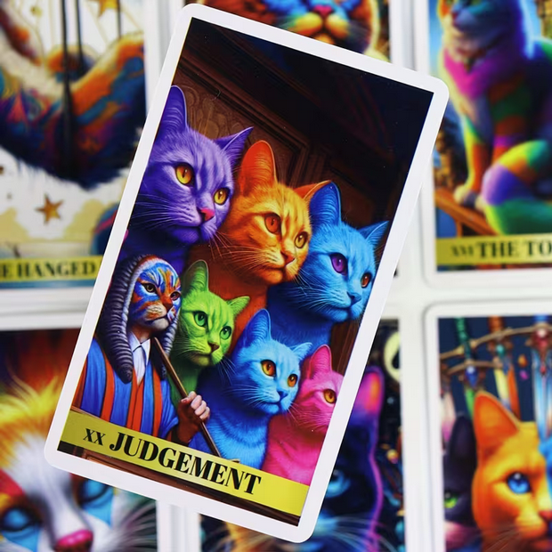 Colorful Cat Tarot Card Deck Kitty Witch Celestial