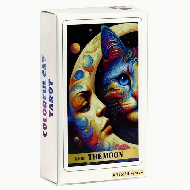 Colorful Cat Tarot Card Deck Kitty Witch Celestial