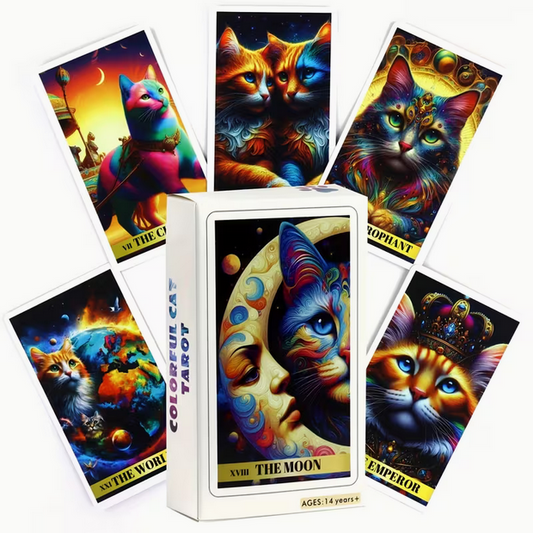 Colorful Cat Tarot Card Deck Kitty Witch Celestial