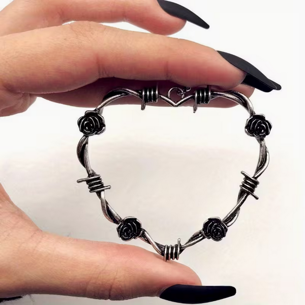 Black Rose Barbed Wire dangle earrings Goth Victorian