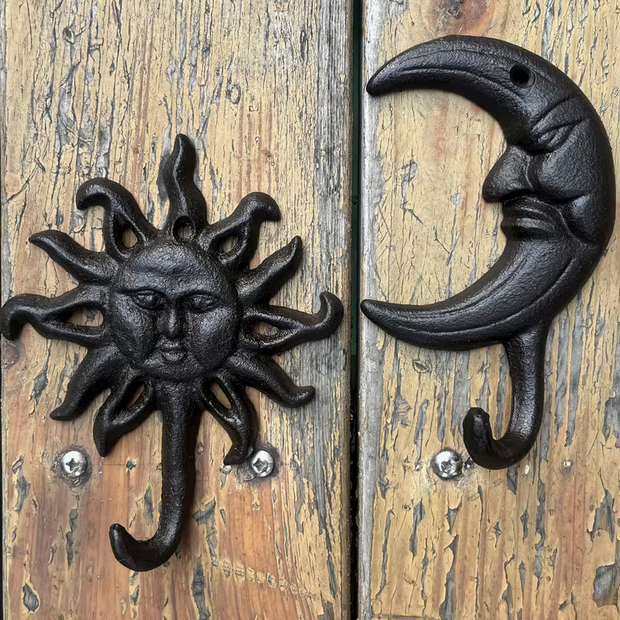 Cast Iron Moon Sun Wall Hanging Hook