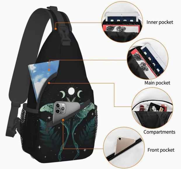 Luna Moth Crossbody Shoulder Bag Unisex