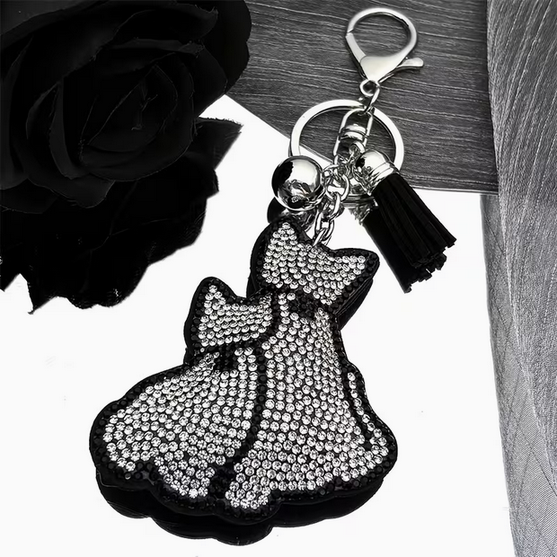 Bedazzled Puff Cat Keychain Kitty