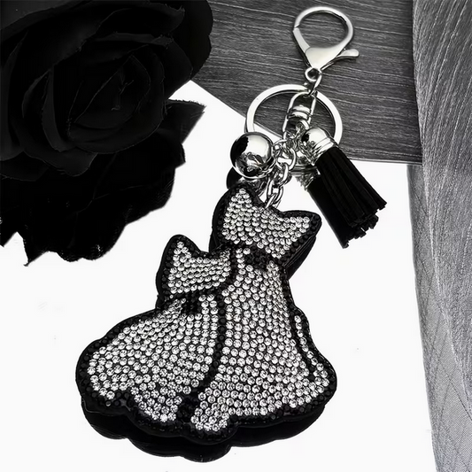 Bedazzled Puff Cat Keychain Kitty