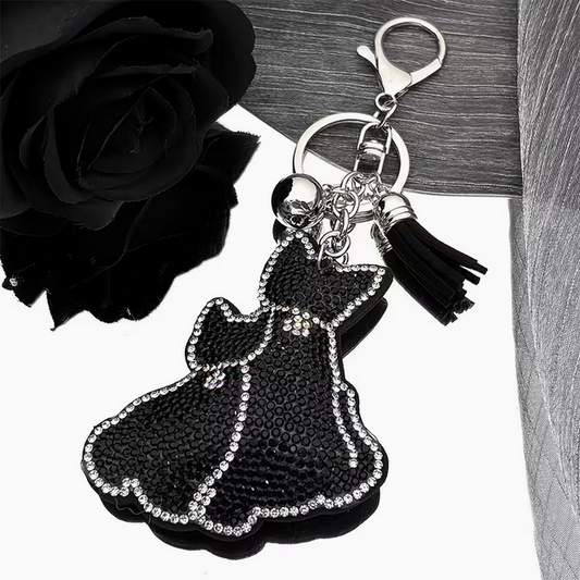Bedazzled Puff Cat Keychain Kitty
