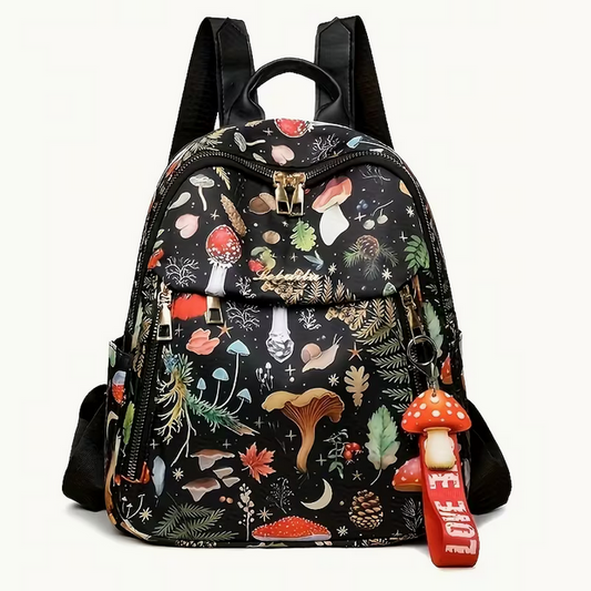 Midnight Mushroom with Purse Charm Back Pack Purse Bag Crossbody