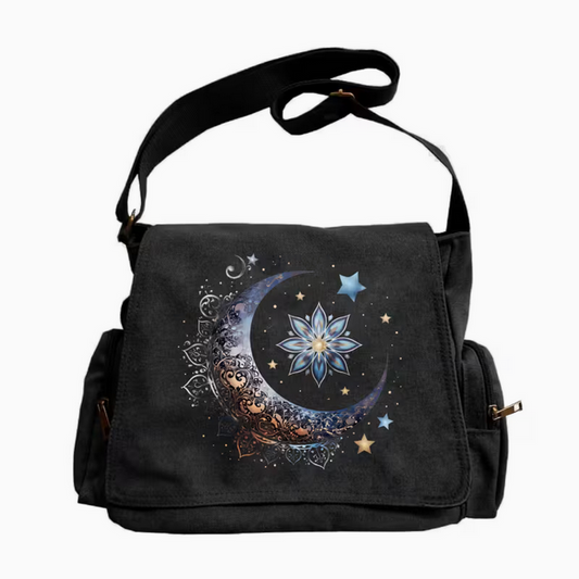 Celestial Moon,  Large Tote Messager Crossbody Bag