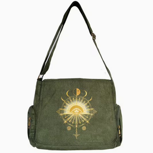 All seeing Eye Moon Phases Large Tote Messager Crossbody Bag