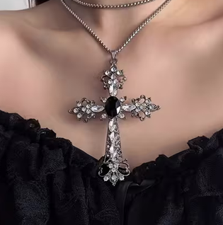 Ornate Punk Goth Victorian Cross Necklace