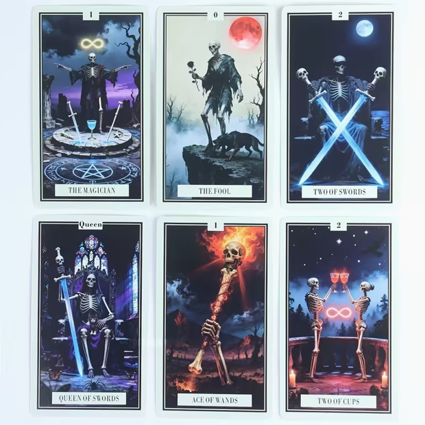 Skeleton Tarot Card Deck – 78 Gothic Cards, No Guidebook