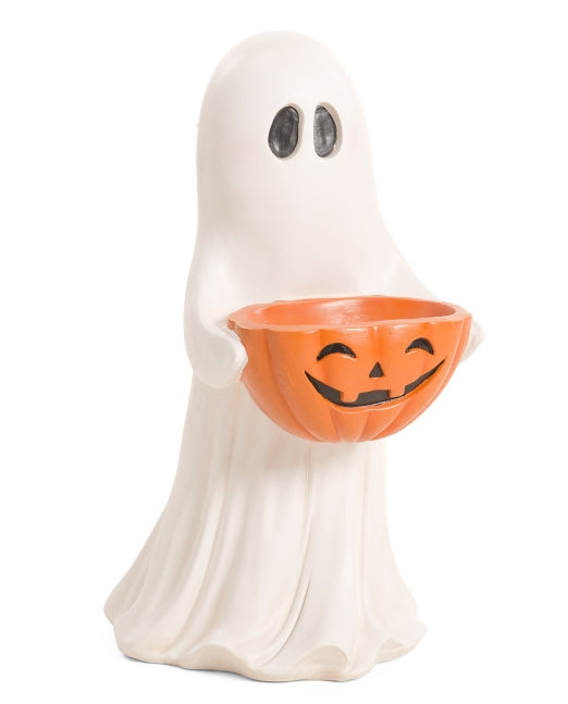 Ghost Holding a Jack-O-Lantern Candy Bowl LARGE