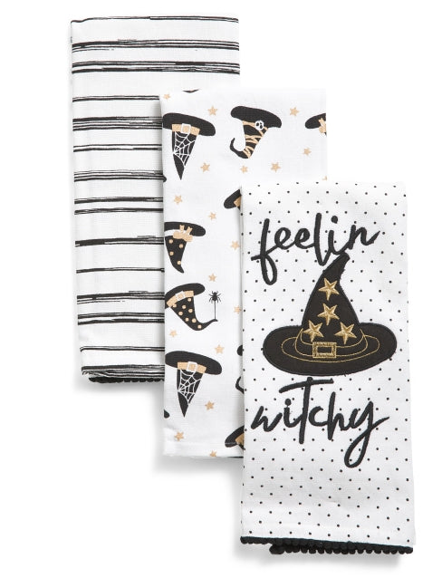 Witchy Black Feeling Witchy Fun Halloween Kitchen Towels Set of 3