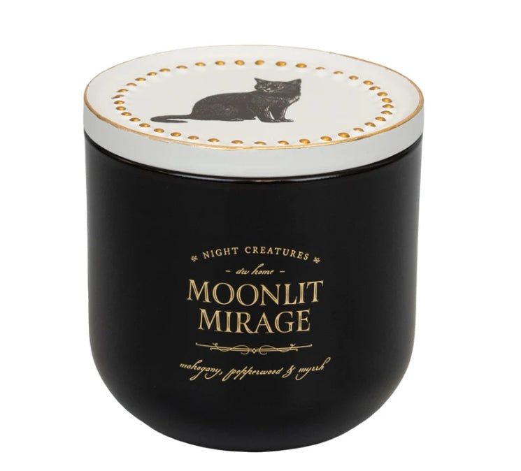 Night Creatures Moonlit Mirage Black Cat Halloween Candle Ceramic