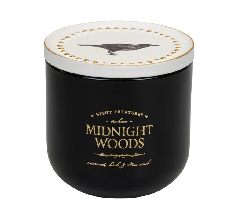Night Creatures Midnight Woods Raven Halloween Candle Ceramic