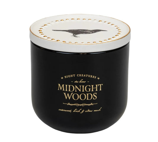 Night Creatures Midnight Woods Raven Halloween Candle Ceramic