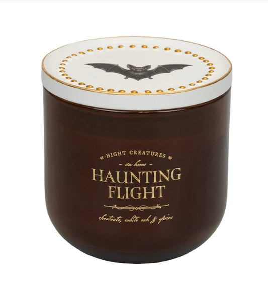 Night Creatures Haunting Flight Bat Halloween Candle Ceramic