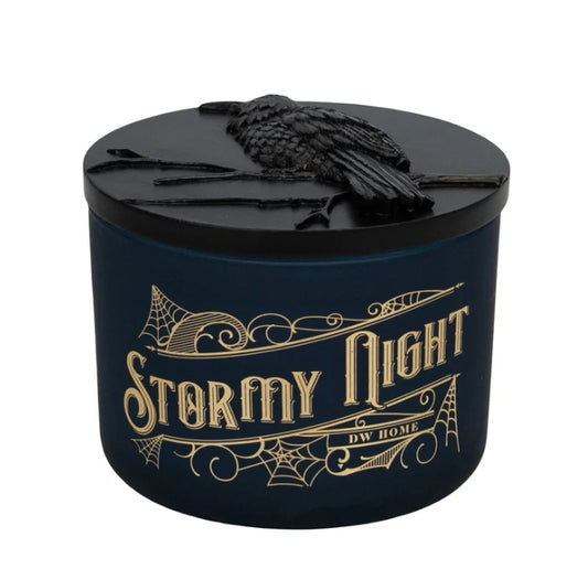 Stormy Night Raven Dark Gothic Glass Candle