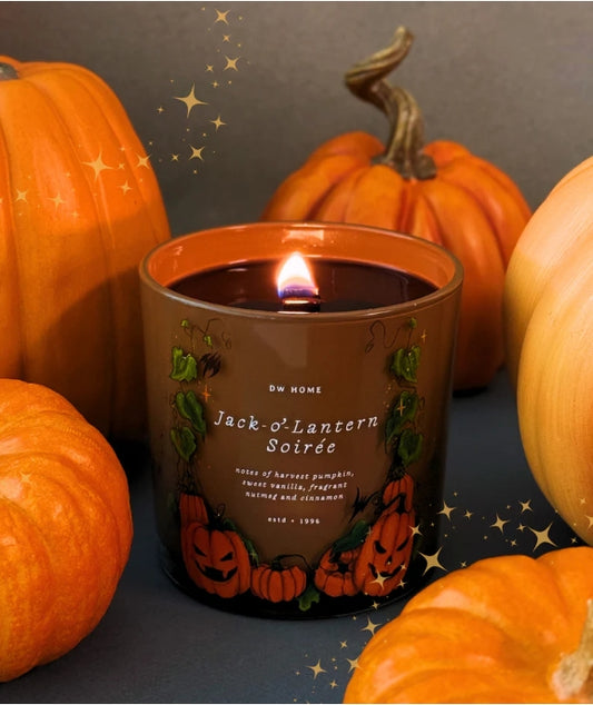 Jack O Lantern Soiree Glass Halloween Pumpkin Candle