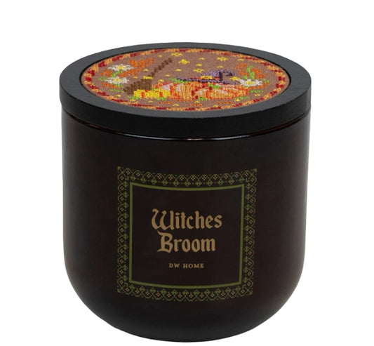 Witches Broom Ancient Tales Glass Candle