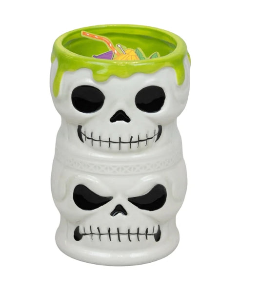 Tiki Skulls Cute Halloween Candle Ceramic