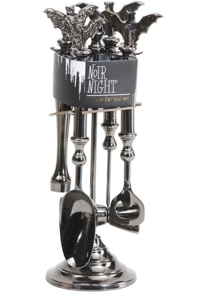 Glitz Bat Bar Tool Set with Stand Halloween Barware