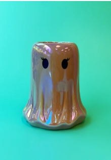 Mini Pink Iridescent Ghost Candle Pink Apple Ceramic