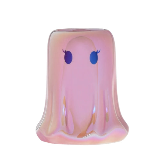 Mini Pink Iridescent Ghost Candle Pink Apple Ceramic