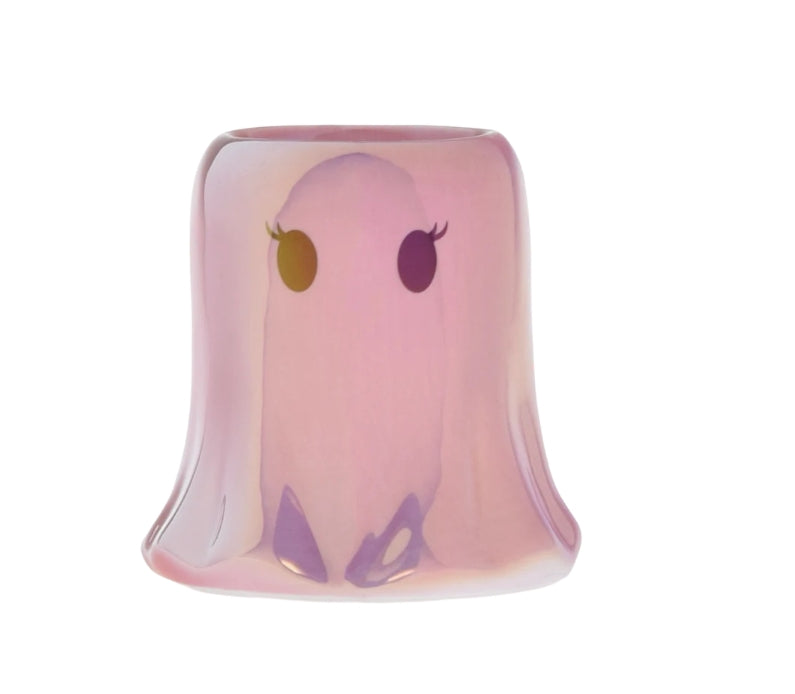 Mini Pink Iridescent Ghost Candle Pink Apple Ceramic
